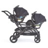 Coche doble Contours V2 CARBON  mas 2 sillas Optic green y base de auto