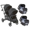 Coche doble Contours V2 CARBON  mas 2 sillas ally35 y base de auto