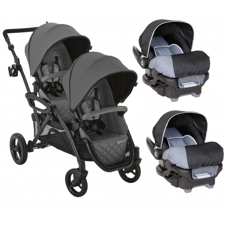 Coche doble Contours V2 Grafito mas 2 sillas Ally 35 y base