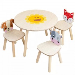 Mesa Animales 3 sillas con centro desmontable