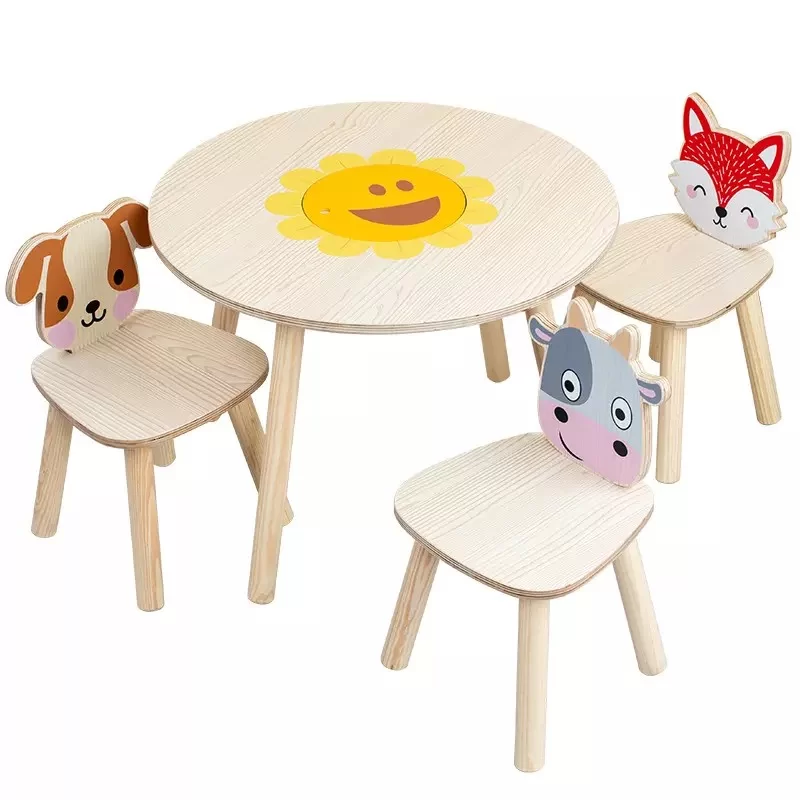 Mesa Animales 3 sillas con centro desmontable Mesa Animales 3 sillas con centro desmontable