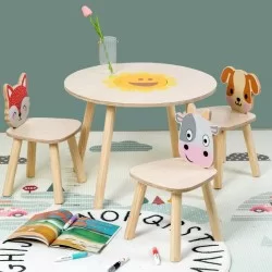 Mesita Animales 3 sillas con centro desmontable