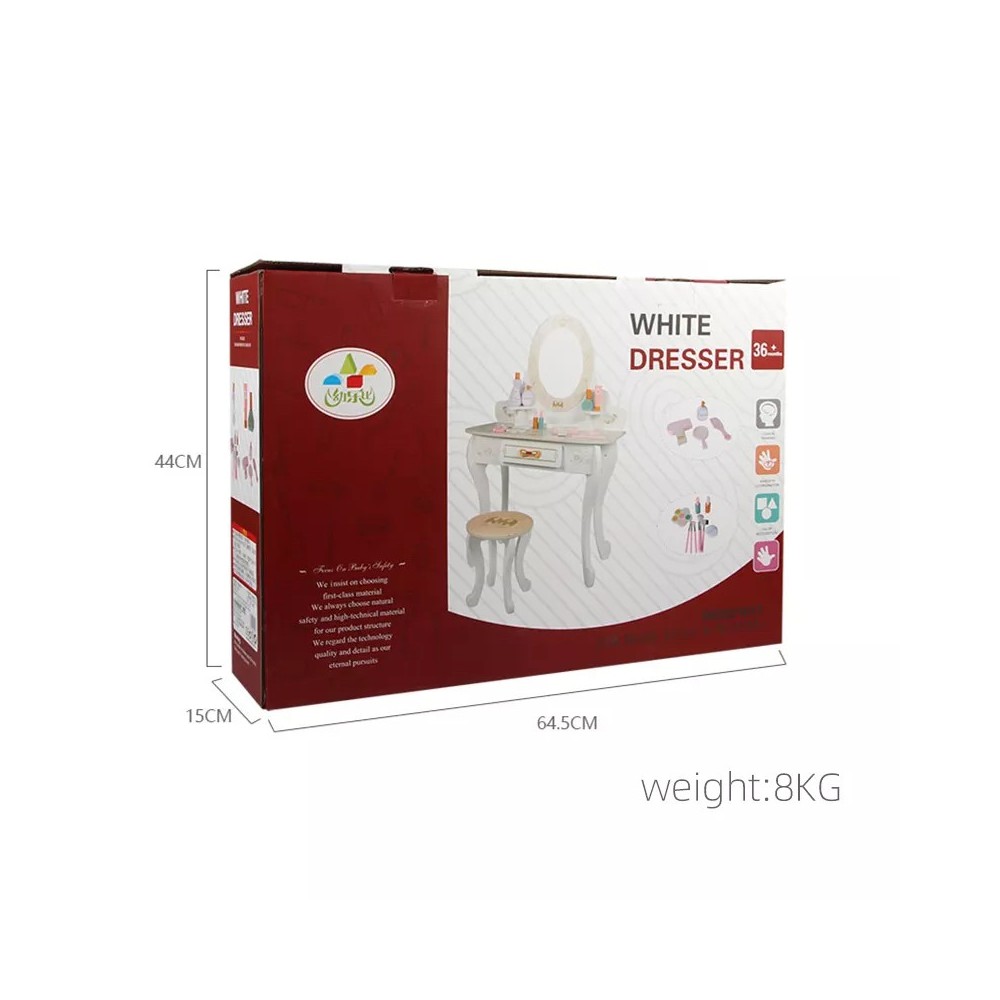 Tocador de madera para niñas Little Queen blanco