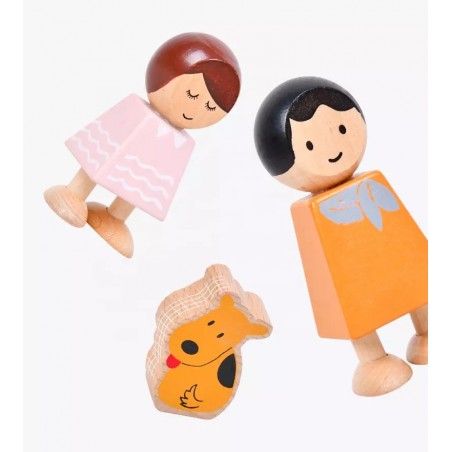 Familia personitas didáctica de madera