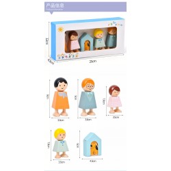 Familia personitas didáctica de madera