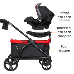 Carro Paseo wagon y coche doble MUV Expedition 2 en 1 Mars Red