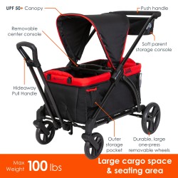 Carro Paseo wagon y coche doble MUV Expedition 2 en 1 Mars Red