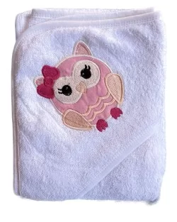 Toalla bebé algodón con Capucha Búho 80x80