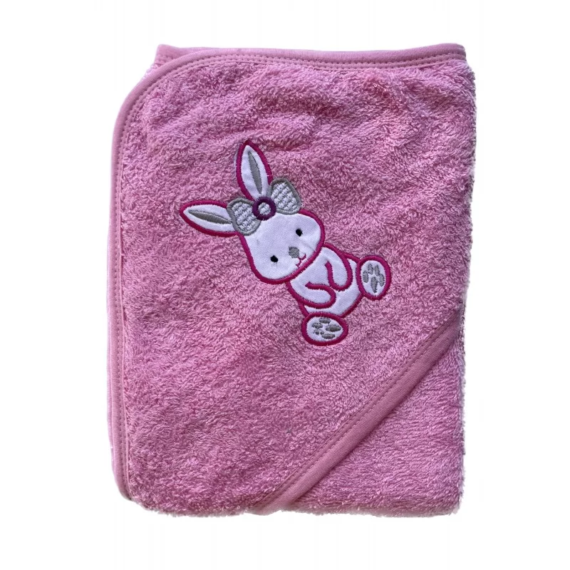 Toalla bebé algodón con Capucha conejo rosa 80x80 Toalla bebé algodón con Capucha conejo rosa 80x80