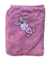 Toalla bebé algodón con Capucha conejo rosa 80x80