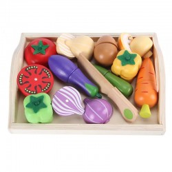 Set de verduras didactico de madera 13 piezas