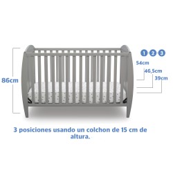 Cuna de madera 4 en 1 taylor Gris