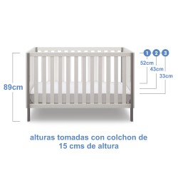 Cuna de madera solida convertible 3 en 1 Milo