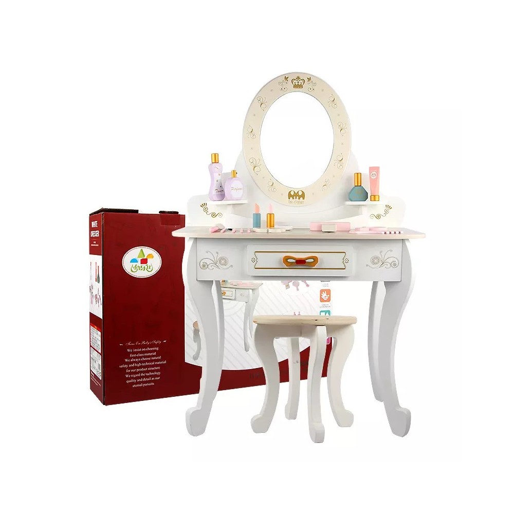 Tocador de madera para niñas Little Queen rosa