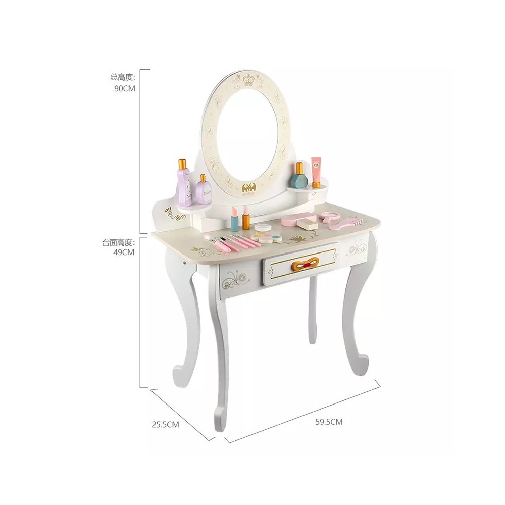 Tocador de madera para niñas Little Queen rosa