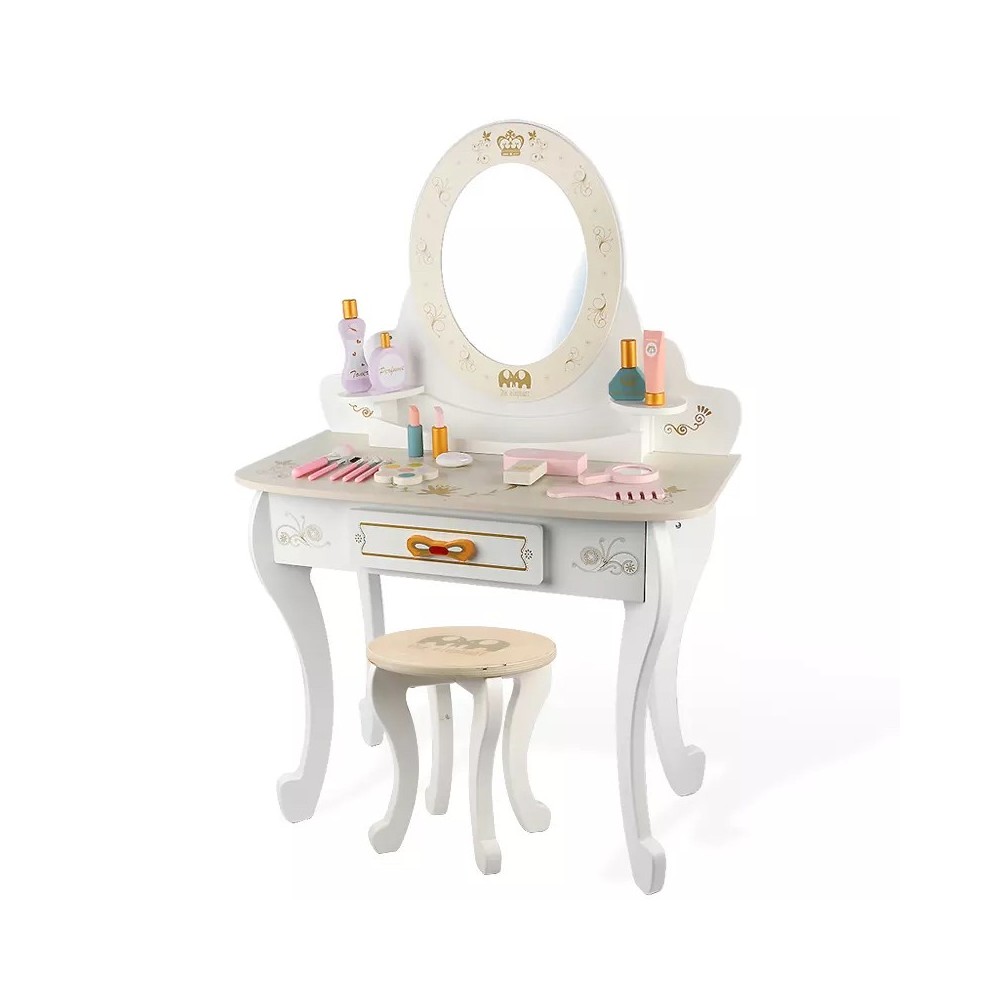 Tocador de madera para niñas Little Queen rosa