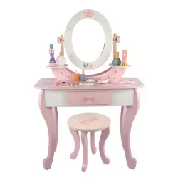 Tocador de madera para niñas Little Queen rosa