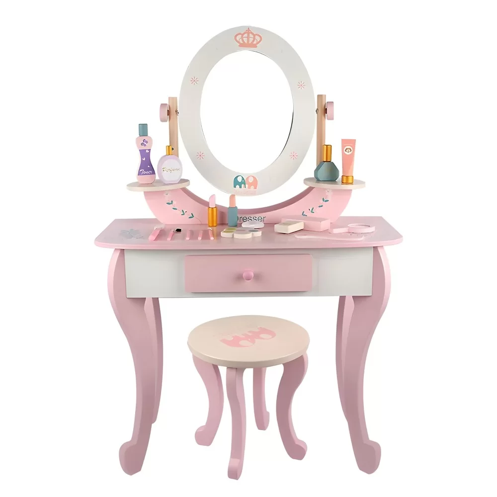 Tocador de madera para niñas Little Queen rosa Tocador de madera para niñas Little Queen rosa