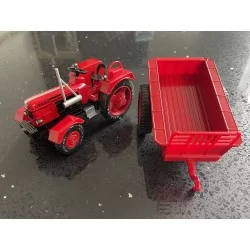 Tractor con coloso metalico escala 1:18 Kaidiwei Rojo