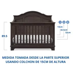 Cuna de madera solida convertible 6 en 1 Asher Gris