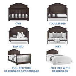 Cuna de madera solida convertible 6 en 1 Asher Gris