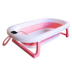 Bañera plegable rosa con hamaca y termometro CoBaby
