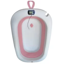 Bañera plegable rosa con hamaca y termometro CoBaby
