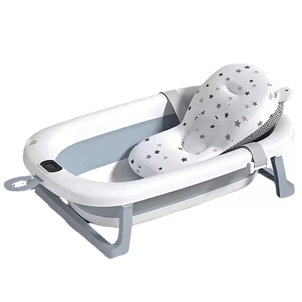 Bañera plegable gris con hamaca y termometro CoBaby Bañera plegable gris con hamaca y termometro CoBaby