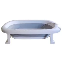 Bañera plegable gris con hamaca y termometro CoBaby