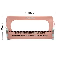 Baranda abatible para cama Rosa 120x60 CoBaby