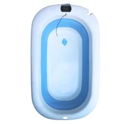 Bañera plegable azul con hamaca y termometro CoBaby