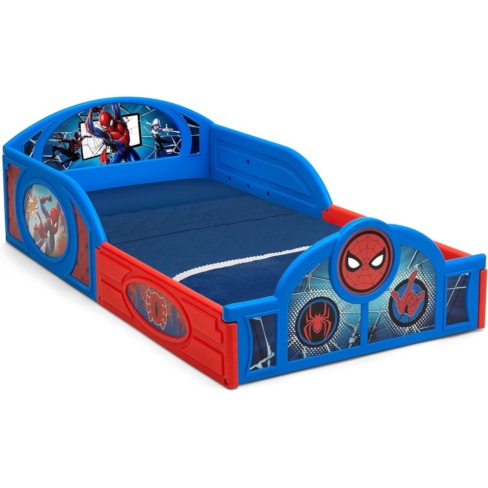Delta Children Cama infantil transición Spider-Man Sleep and Play con barandillas integradas