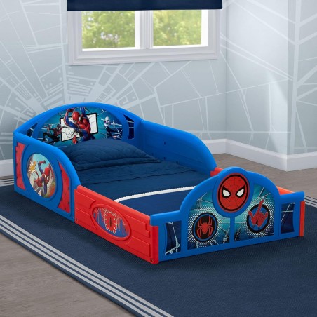 Delta Children Cama infantil transición Spider-Man Sleep and Play con barandillas integradas