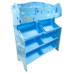 Organizador De juguetes celeste 6 cajas grandes con revistero Onshine