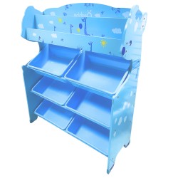 Organizador De juguetes celeste 6 cajas grandes con revistero Onshine