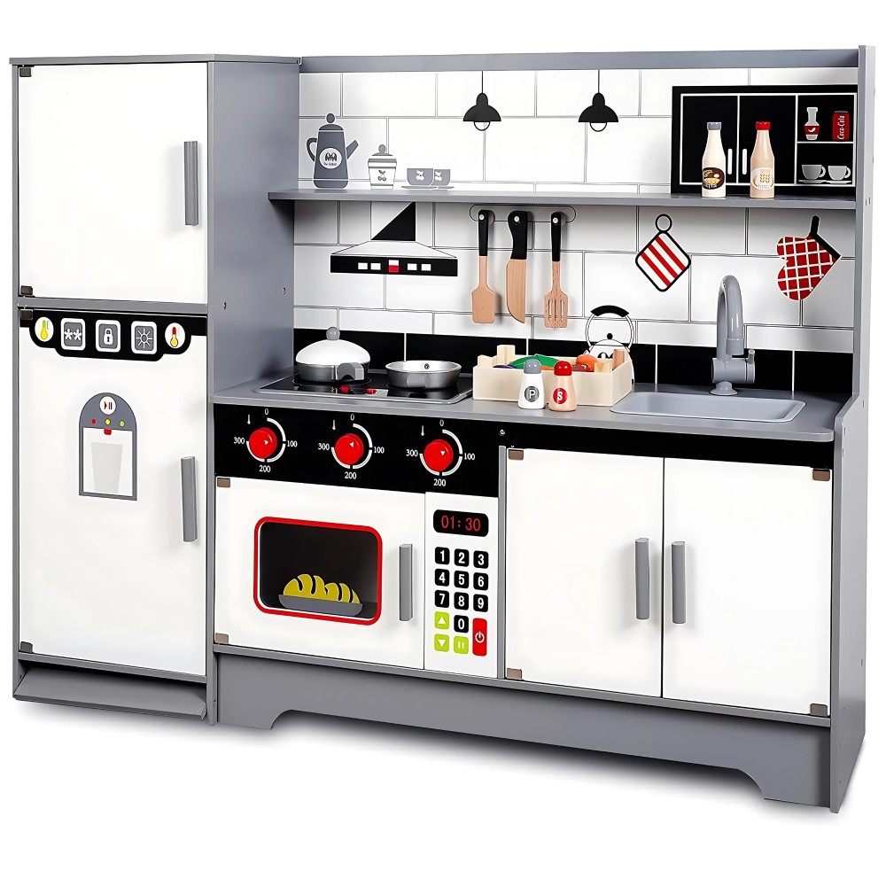 Cocina de madera didáctica combinada gray modern