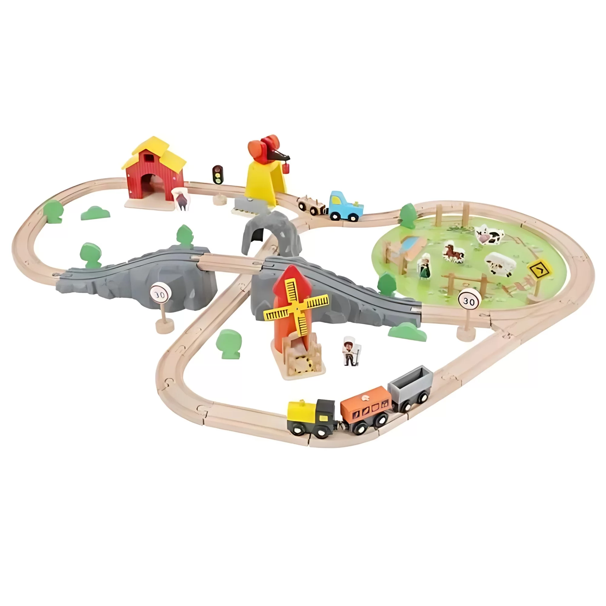 Gran Pista De madera Armable 69 piezas