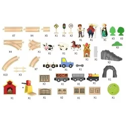 Gran Pista De madera Armable 69 piezas