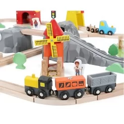 Gran Pista De madera Armable 69 piezas