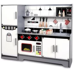 Cocina de madera didáctica combinada Gris moderna