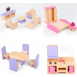 Casita de juegos Niñas y Niños Con familia y muebles