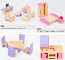 Casita de juegos Niñas y Niños Con familia y muebles