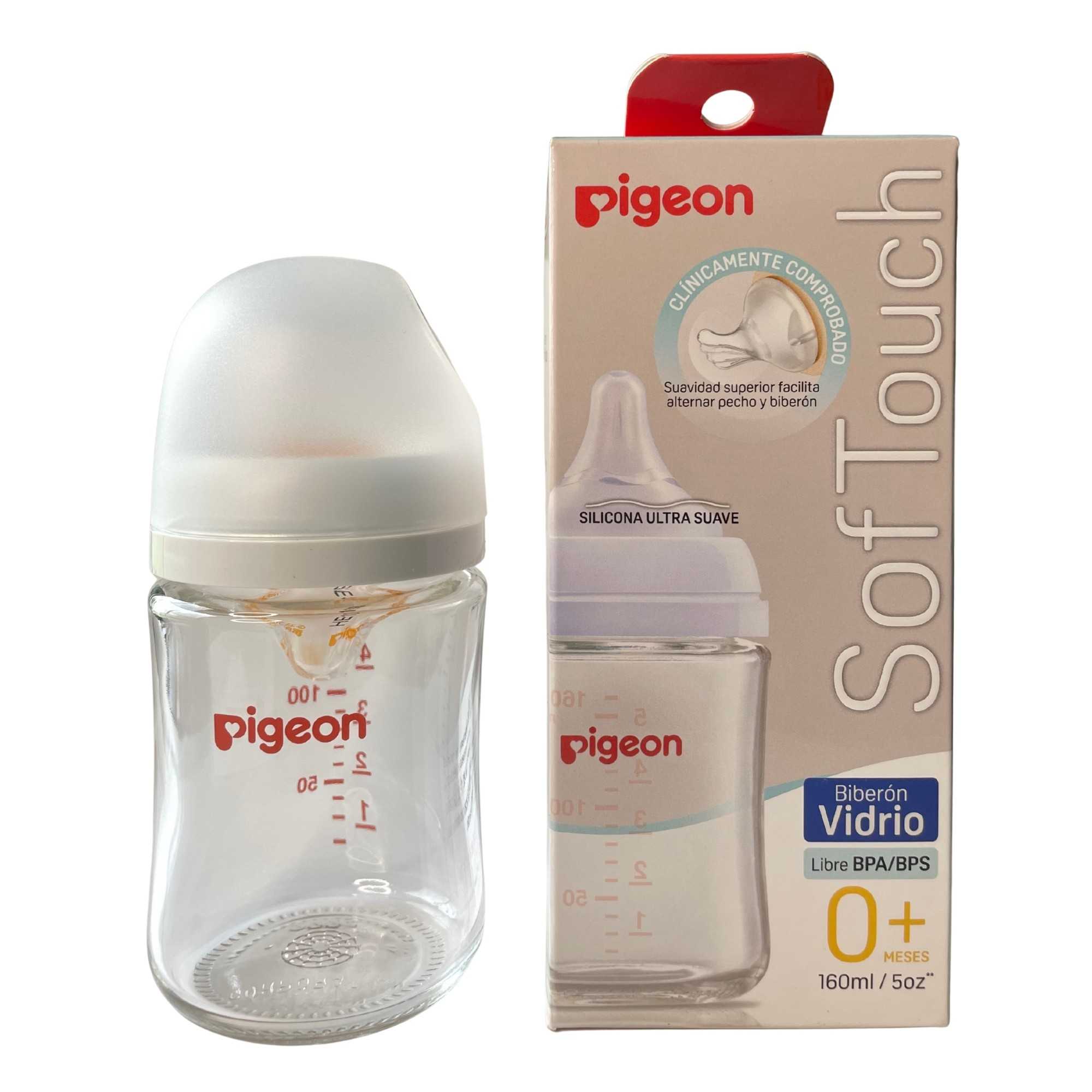 Mamadera vidrio 160ml 0 a 3 meses Pigeon Softouch