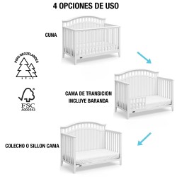PREVENTA !! Cuna de madera Blanca 3 en 1 Lanquen
