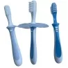 Pack 3 cepillos de dientes celeste para entrenamiento bebe