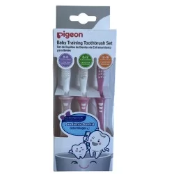 Pack 3 cepillos de dientes rosa para entrenamiento bebe