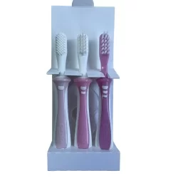 Pack 3 cepillos de dientes rosa para entrenamiento bebe