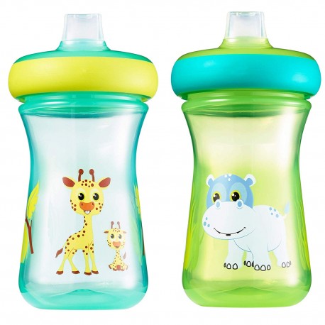 Vasos de silicona para niños pequeños con pajitas para bebés de 6 meses |  Copa a prueba de derrames para 1 año de edad, kit de doble propósito, fácil