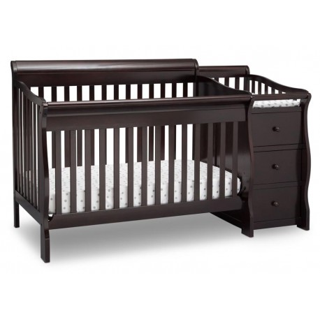 Cuna de madera con mudador Princeton 4 en 1 chocolate