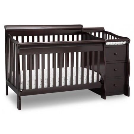 Cuna de madera con mudador Princeton 4 en 1 chocolate Cuna de madera con mudador Princeton 4 en 1 chocolate